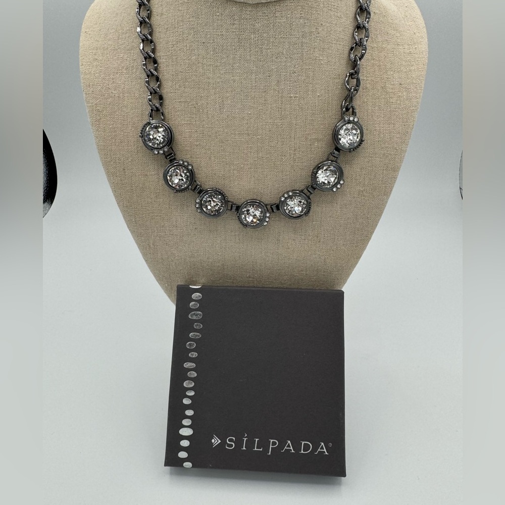 Silpada Glamour Necklace KRN0100 silver Gray statement Classic